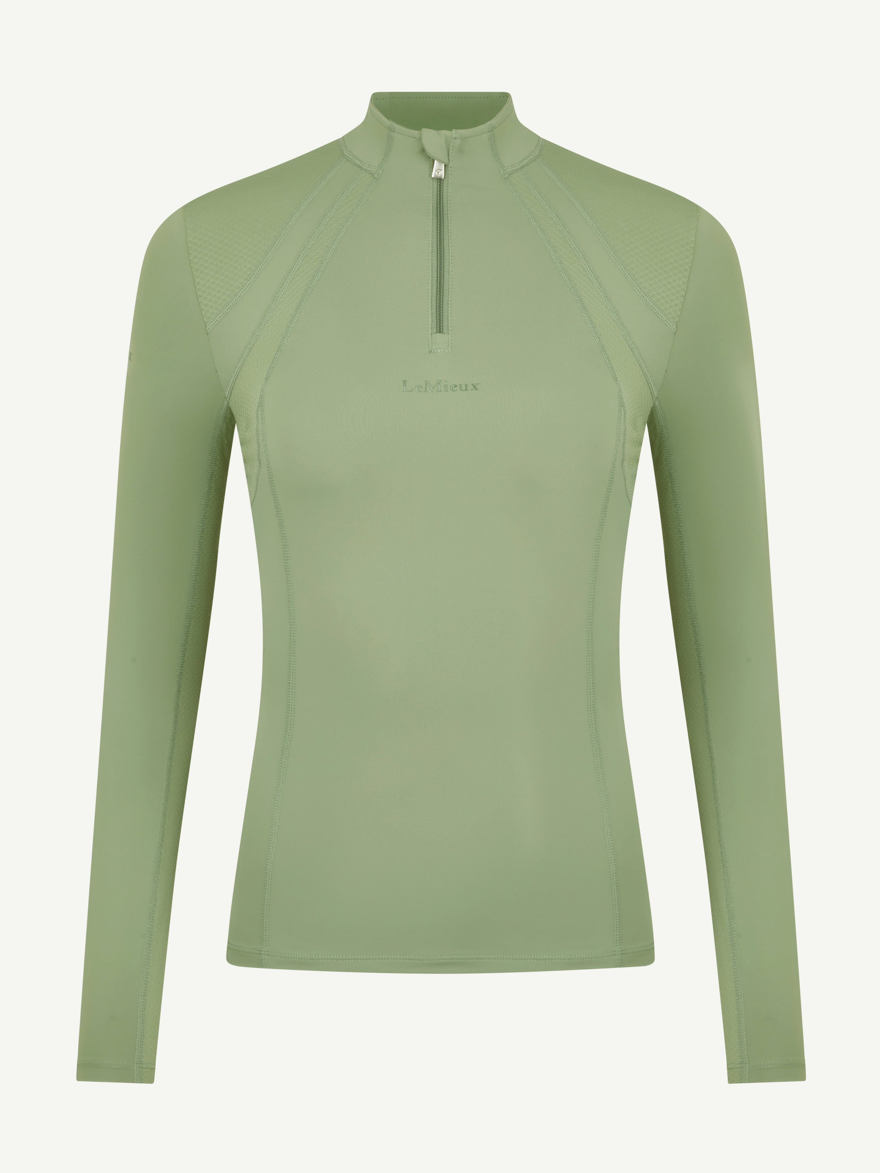 SS24 LM Mia Mesh Long Sleeve Base Layer, Thyme Horse Square