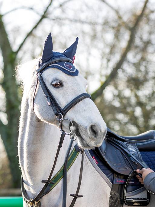 LeMieux Junior Pro Flyhood, Navy Horse Square