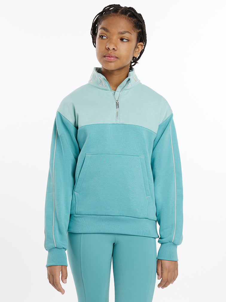 Indlæs billede i Gallery Viewer, SS25 Young Rider Kate Quarter Zip Sweat Lagoon
