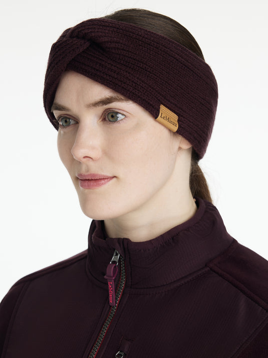 AW25 LM Clara Rib Knot Headband Damson