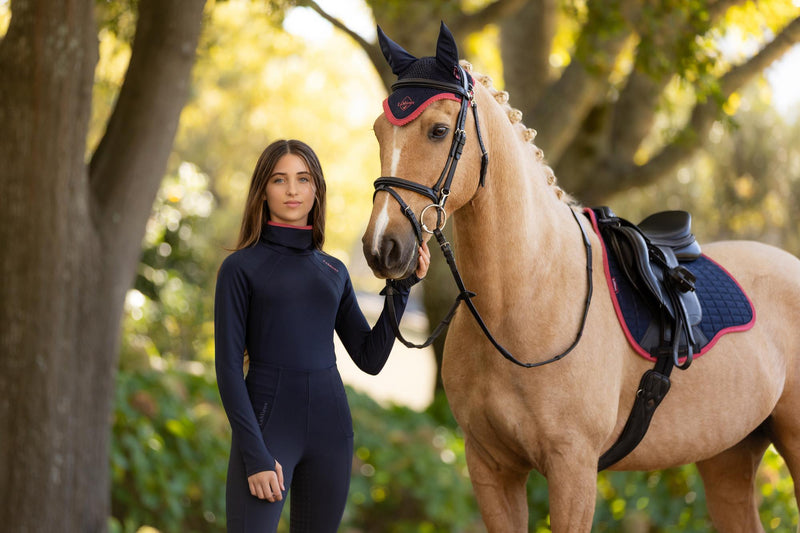 Indlæs billede i Gallery Viewer, AW25 LM Young Rider Savannah Snood Mesh Base Layer Navy
