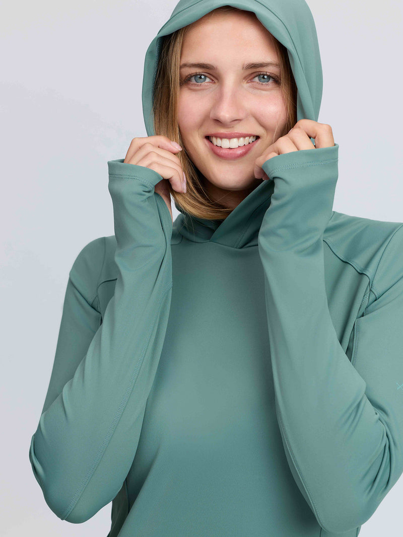Indlæs billede i Gallery Viewer, Heidi Hooded Mid Layer Aloe
