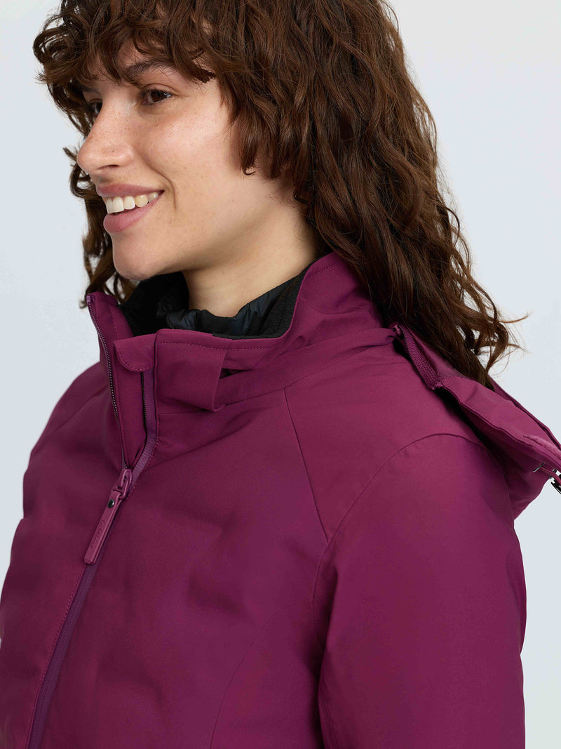 Indlæs billede i Gallery Viewer, Brooke 3 in 1 Waterproof Hybrid Jacket Blackberry

