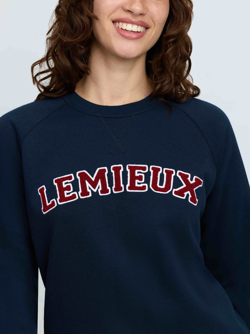 Indlæs billede i Gallery Viewer, Vida Varsity Crew Neck Sweat Navy

