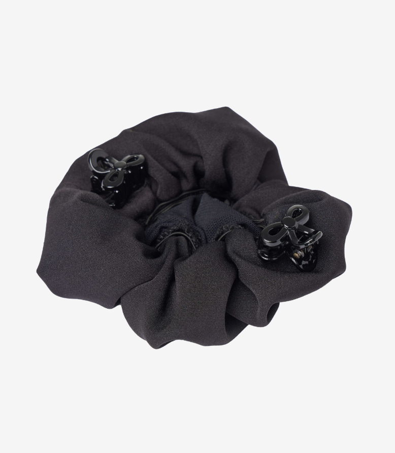 Indlæs billede i Gallery Viewer, CORE Scrunchie with Crystal Hair Net Black/Black
