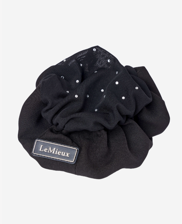 Indlæs billede i Gallery Viewer, CORE Scrunchie with Crystal Hair Net Black/Black
