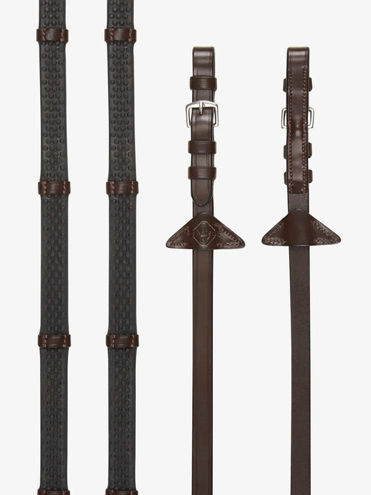 LM(F) CORE Soft Rubber Reins with Stoppers Havana/Silver