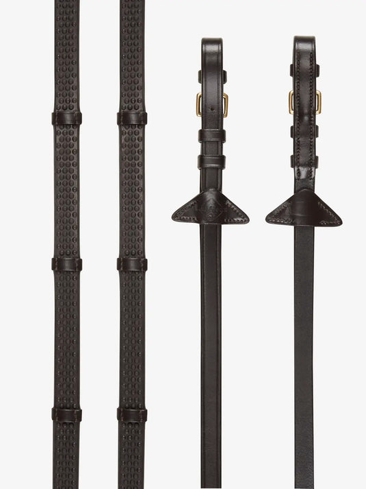 LM(F) CORE Soft Rubber Reins with Stoppers Brown/Brass