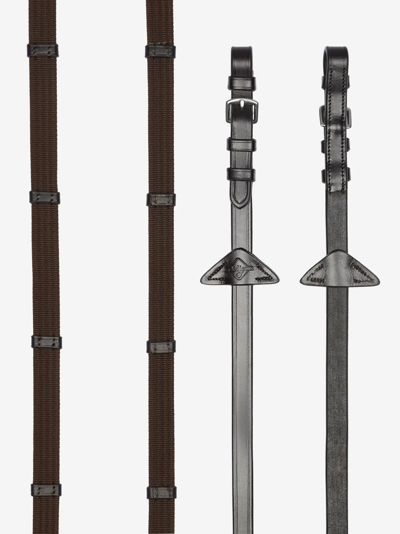 Indlæs billede i Gallery Viewer, LM(F) CORE Webbed Continental Reins Brown/Silver
