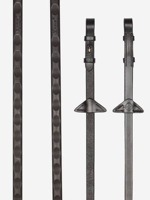 LM Magna Grip Rubber Reins Brown/ Brass