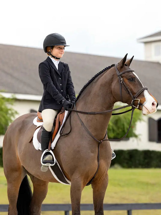 LM(F) CORE Flat Hunter Bridle with Laced Reins Havana/Silver