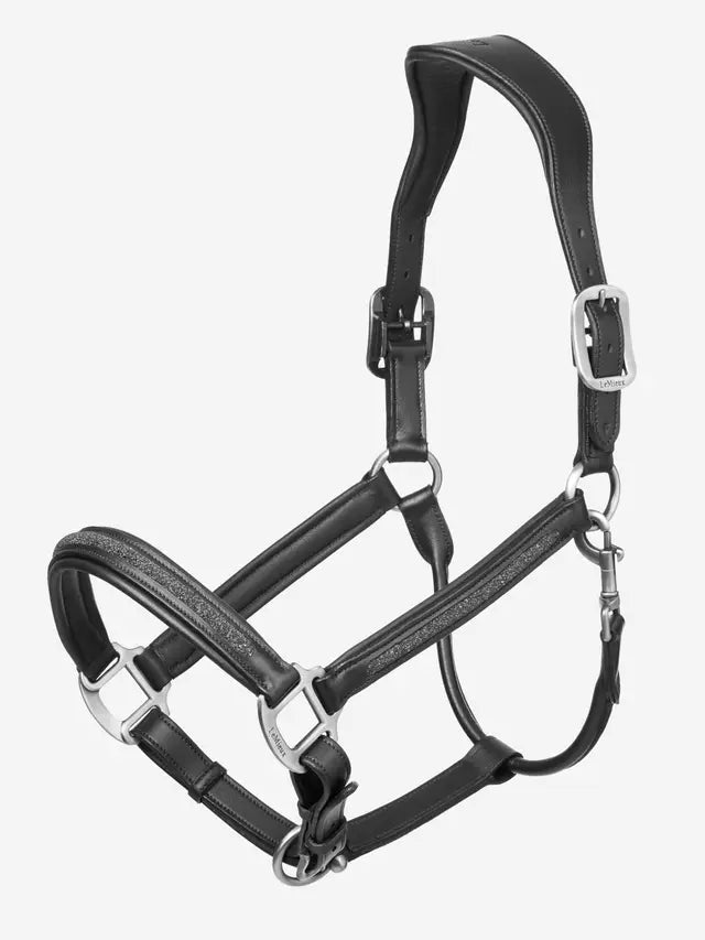 Indlæs billede i Gallery Viewer, LM(F) CORE Leather Crystal Headcollar Black
