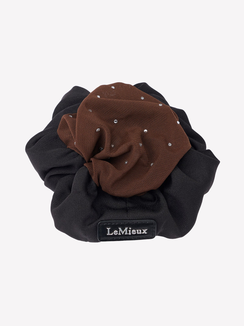 Indlæs billede i Gallery Viewer, CORE Scrunchie with Crystal Hair Net Black/Brown
