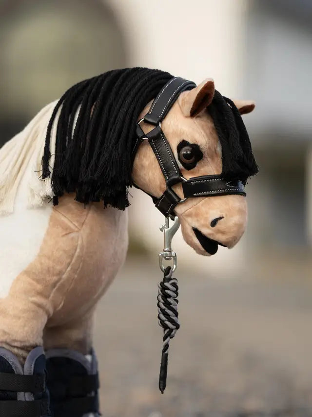 Indlæs billede i Gallery Viewer, LM CORE Toy Pony Leather Headcollar &amp; Leadrope Black
