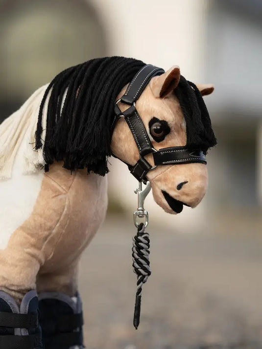 LM CORE Toy Pony Leather Headcollar & Leadrope Black