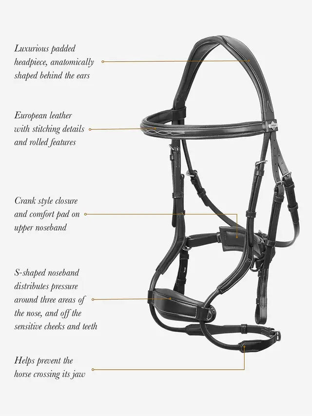 Indlæs billede i Gallery Viewer, LM(F) CORE Kudos Clear Arc Bridle Black/Silver
