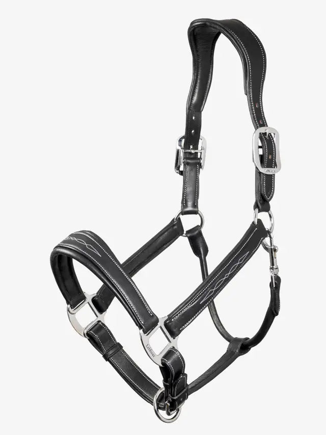 Indlæs billede i Gallery Viewer, LM(F) CORE Stitched Leather Headcollar Black
