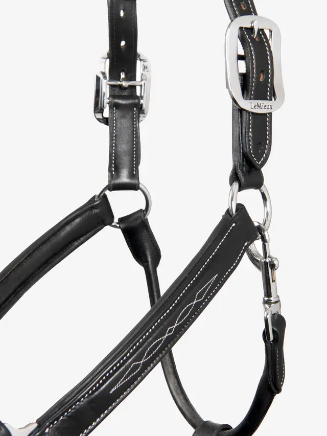Indlæs billede i Gallery Viewer, LM(F) CORE Stitched Leather Headcollar Black
