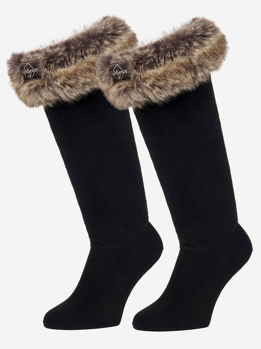 LM Wellington Boot Sock Faux Fur Black