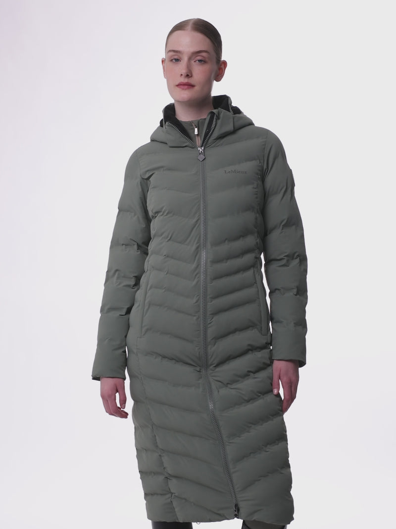 Indlæs og afspil video i Gallery Viewer, AW25 LM Hayley Water Resistant Longline Puffer Coat Rosemary
