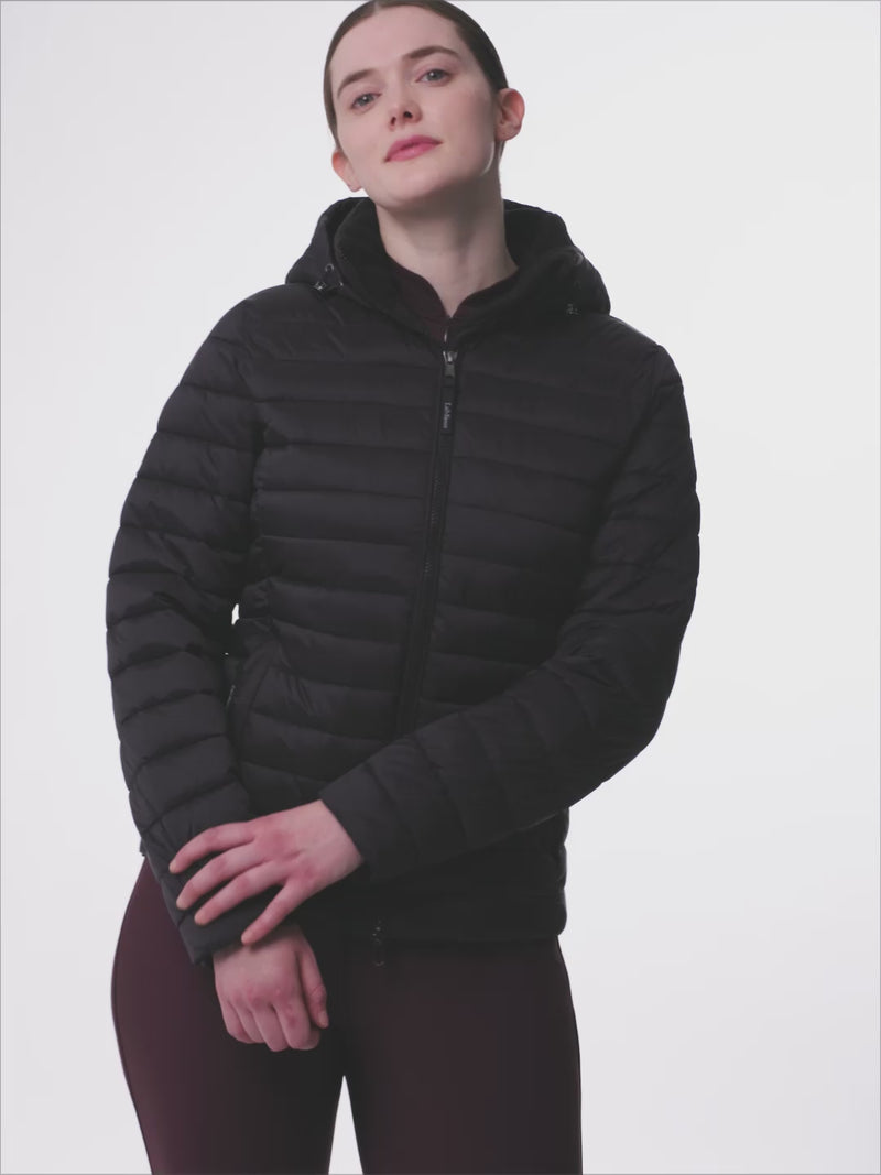 Indlæs og afspil video i Gallery Viewer, LM CORE Rose Hooded Puffer Jacket Black

