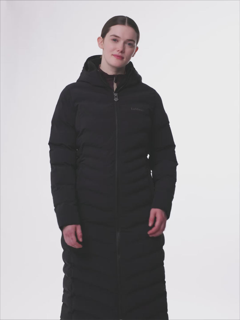 Indlæs og afspil video i Gallery Viewer, AW25 LM Hayley Water Resistant Longline Puffer Coat Black
