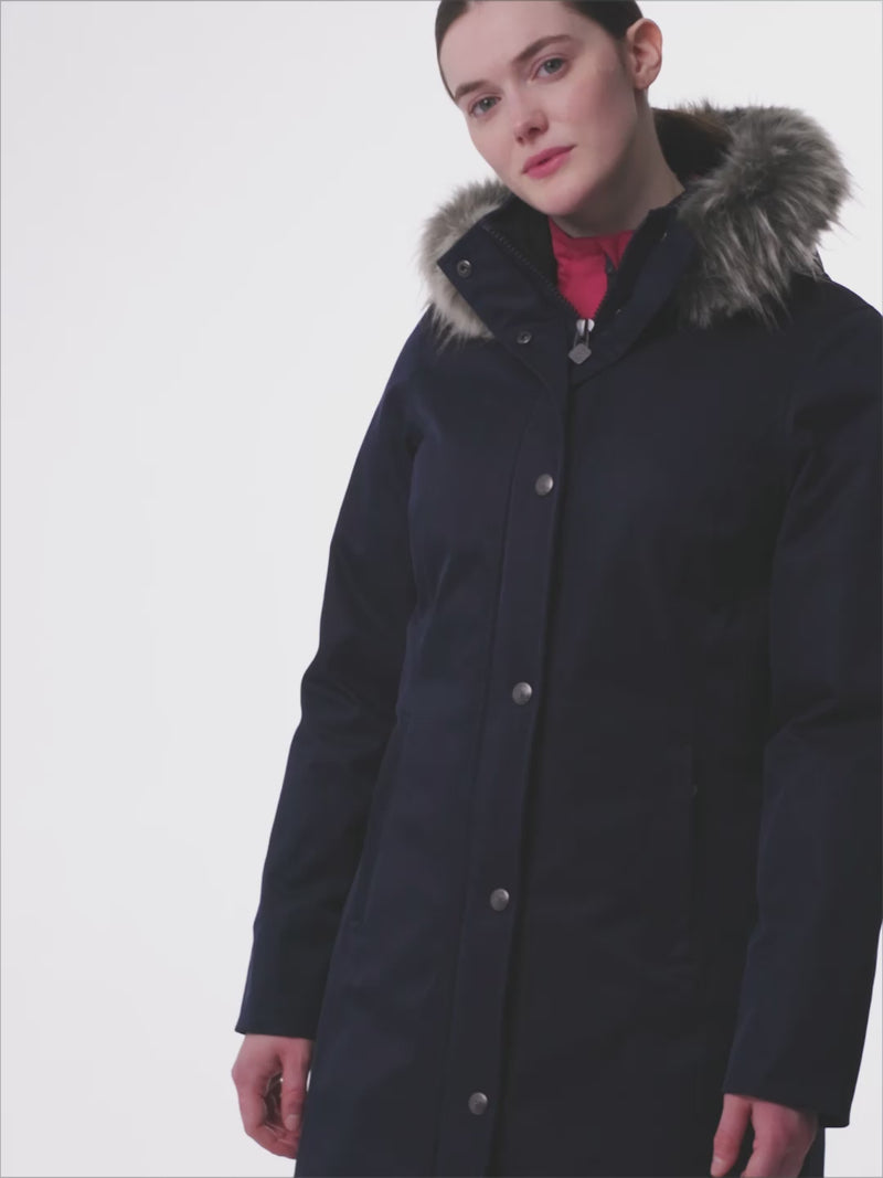 Indlæs og afspil video i Gallery Viewer, AW25 LM Anya Waterproof Riding Coat Navy
