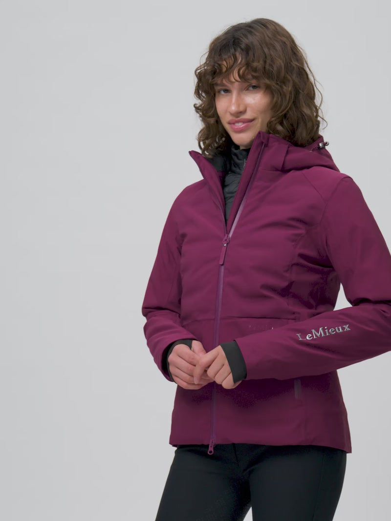 Indlæs og afspil video i Gallery Viewer, Brooke 3 in 1 Waterproof Hybrid Jacket Blackberry
