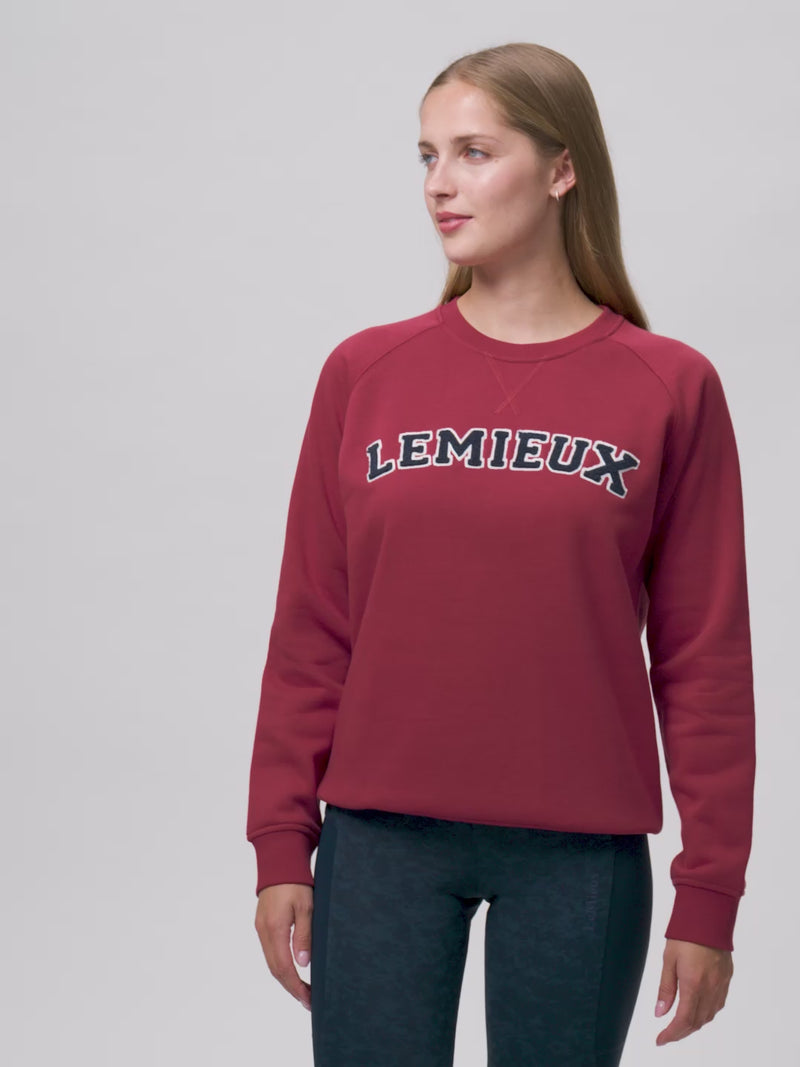 Indlæs og afspil video i Gallery Viewer, Vida Varsity Crew Neck Sweat Russet
