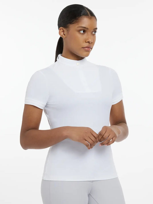 SS25 Sophia Short Sleeve Pleated Show Shirt White